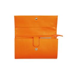 Portefeuille compagnon cuir orange - ouvert