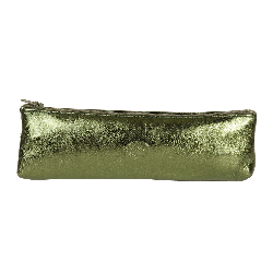 Trousse en cuir vert - de face