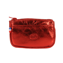 Porte monnaie cuir rouge pour femme - de face