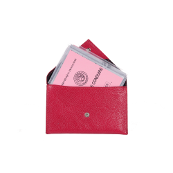 Porte papier enveloppe cuir rouge - de face