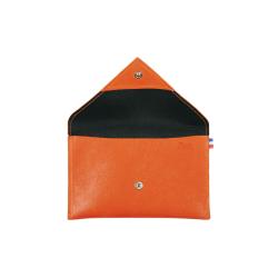 Porte papier femme orange en cuir - de face