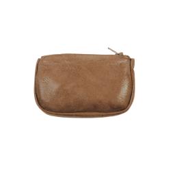 Petit porte monnaie femme en cuir taupe - de face