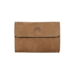 Petit porte-monnaie en cuir taupe - de face