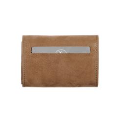 Petit porte-monnaie en cuir taupe - de face