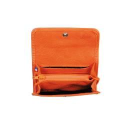 Petit porte monnaie en cuir orange - de face