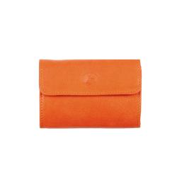 Petit porte monnaie en cuir orange - de face