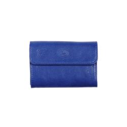 Petit porte monnaie en cuir bleu - de face