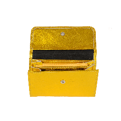 Porte monnaie en cuir jaune - de face