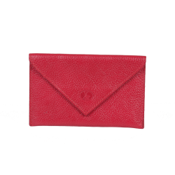 Porte papier enveloppe cuir rouge - de face