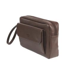 Sacoche homme cuir marron anse main - de face