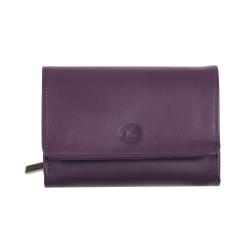 Portefeuille zippé violet pour femme - de face