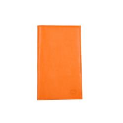 Porte chéquier en cuir orange - ouvert