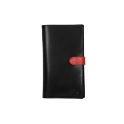 Porte chéquier noir et rouge avec patte - ouvert