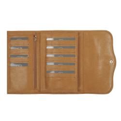 Portefeuille femme en cuir camel - fermé