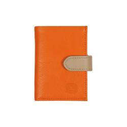 Porte carte orange et beige - de face