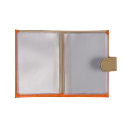 Porte carte orange et beige - de face