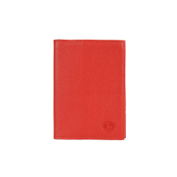 Porte carte rouge en cuir - de face fermé