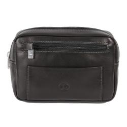 Pochette noir en cuir avec passant ceinture - Frandi