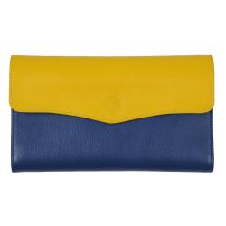 Compagnon cuir jaune et bleu - Frandi