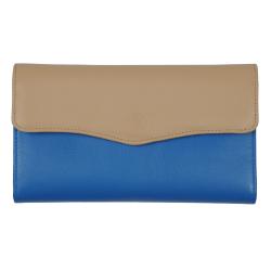 Compagnon cuir taupe et bleu - de face