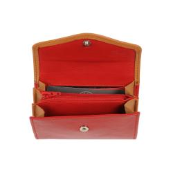 Porte monnaie camel et rouge - de face
