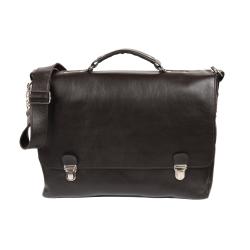 Cartable en cuir marron foncé - de face