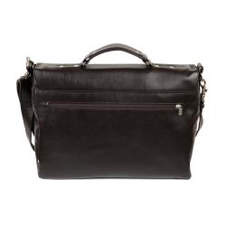 Cartable en cuir marron foncé - de face