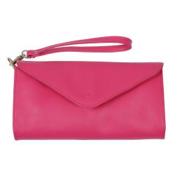 Pochette en cuir fushia - de face