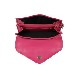 Pochette en cuir fushia - de face