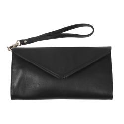 Pochette en cuir noir - de face