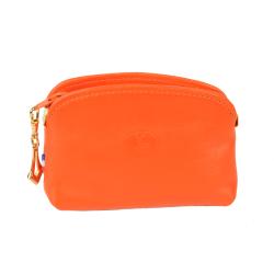 Porte monnaie femme en cuir orange - de face