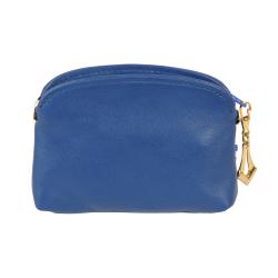 Porte monnaie femme cuir bleu - de face