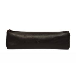 Trousse en cuir marron - de face