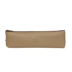 Trousse en cuir taupe - de face