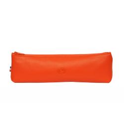 Trousse cuir orange - de face