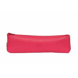 Trousse cuir fushia - de face