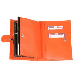 Portefeuille cuir orange - de face