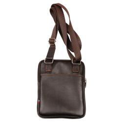 Pochette homme en cuir marron - de face