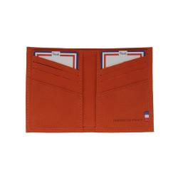 Porte carte orange en cuir - Porte carte homme et femme - Frandi 96300