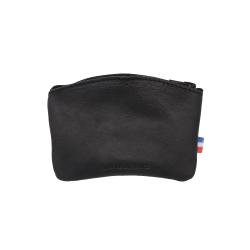 Porte monnaie zippée en cuir noir - Frandi