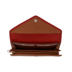 Frandi 03956 portefeuille femme cuir rouge et camel - Fabrication France