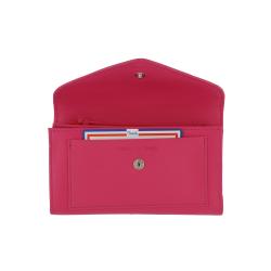 Portefeuille et porte monnaie en cuir fushia -Frandi