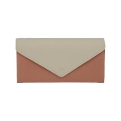 Portefeuille long Frandi 03956 - Portefeuille cuir beige et poudre 