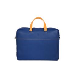 Sac cuir bleu et jaune de la marque Frandi