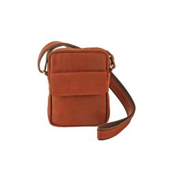 Sacoche avec rabat en cuir cognac - sac cuir 5974