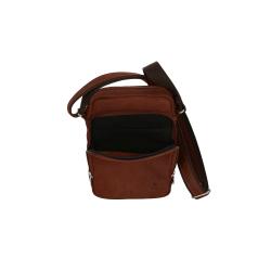 Sacoche a bandouliere en cuir cognac - 5960 Frandi