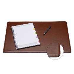 Sous main bureau luxe en cuir grainé marron - Frandi