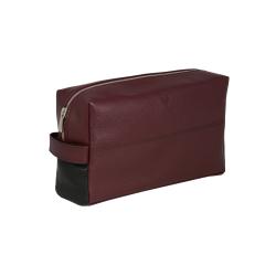 Trousse de toilette homme en cuir bordeaux et noir -35805 Frandi