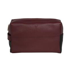 Trousse de toilette homme en cuir bordeaux et noir -35805 Frandi