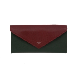 Grand portefeuille femme en cuir vert et bordeaux - 03956 Frandi